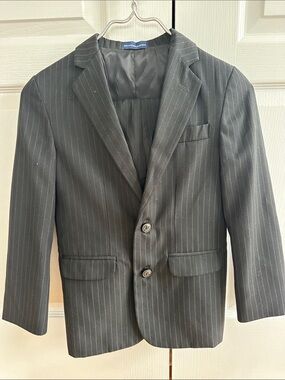 Boys Chaps black Pinstripe Dress Suit Size 10 Regular